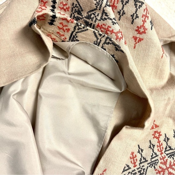 Ann Taylor Loft Tan Embroidered Aztec Boho Linen Skirt women’s size 4 - Picture 8 of 9